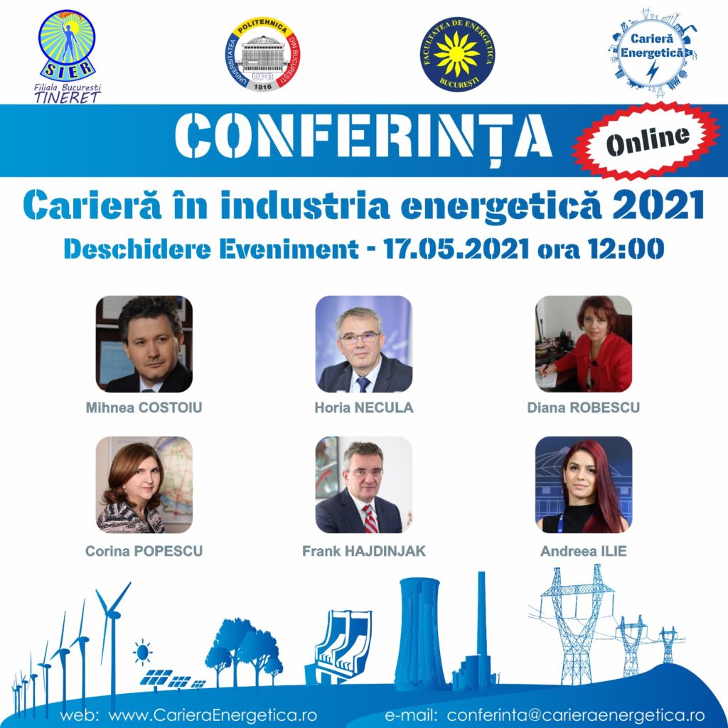 CONFERINTA – CARIERĂ ÎN INDUSTRIA ENERGETICĂ – va avea loc online la UPB în perioada 17-22 mai